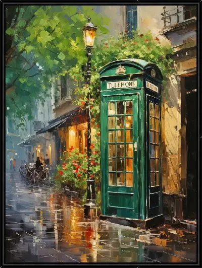 Картина Зеленая телефонная будка
