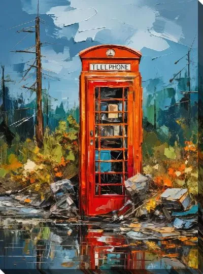 Картина маслом Телефонная будка в Лондоне №18