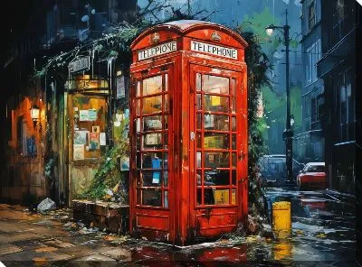 Картина маслом Телефонная будка в Лондоне №20