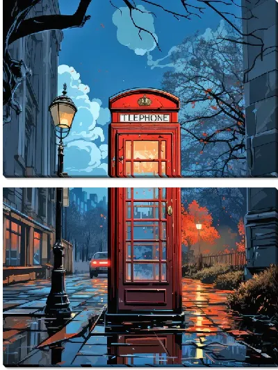 Модульная картина Телефонная будка №22