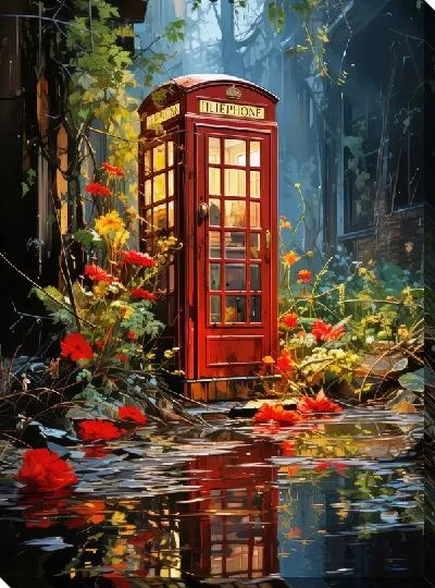 Картина маслом Телефонная будка №25