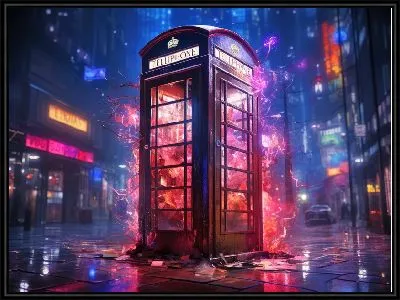 Картина Телефонная будка в неоне №26