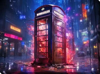 Постер Телефонная будка в неоне №26