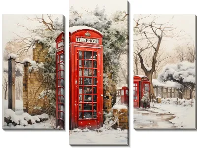 Модульная картина Телефонная будка зимой №27
