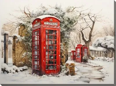 Постер Телефонная будка зимой №27