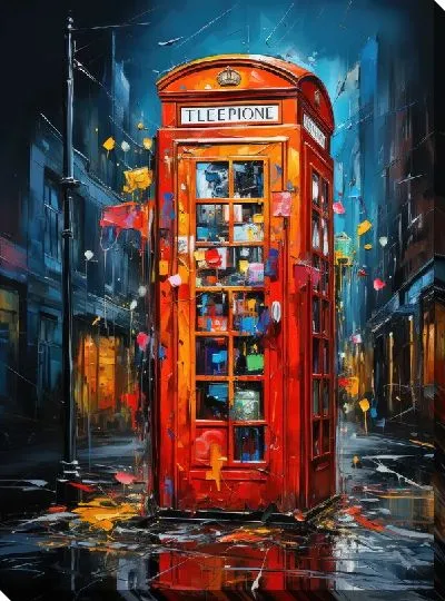Картина маслом Телефонная будка в стиле арт