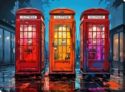 Картина маслом Телефонные будки в стиле арт №45