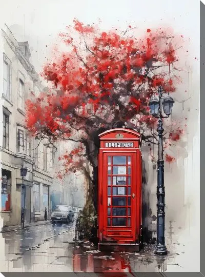 Картина маслом Телефонная будка №52