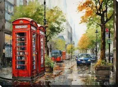 Картина маслом Телефонная будка №60