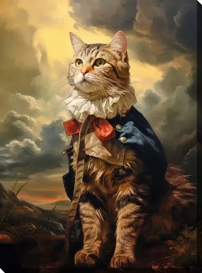 Картина маслом Кошка в средневековом костюме