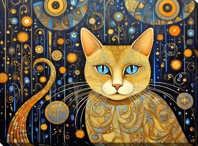 Картина маслом Кошка в стиле Климта