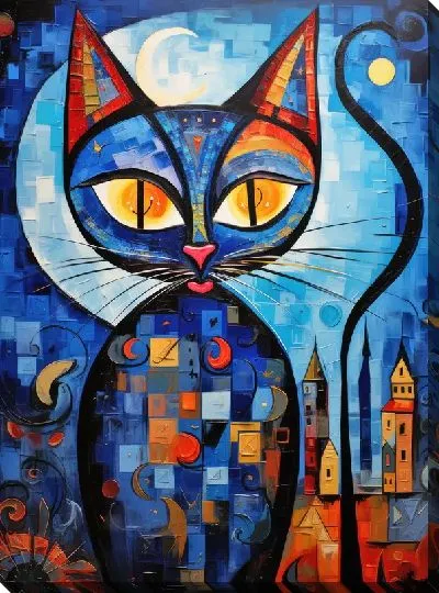 Картина маслом Глазастая кошка