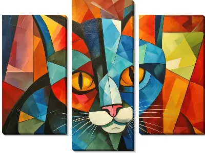 Модульная картина Кошка в стиле кубизм №1