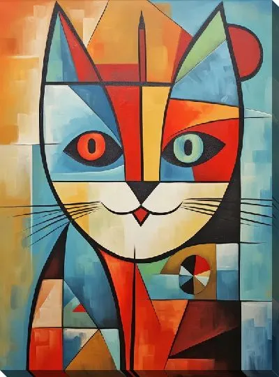 Картина маслом Кошка в стиле кубизм №2