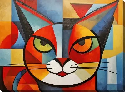 Картина маслом Кошка в стиле кубизм №3