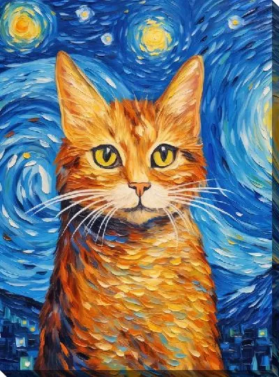 Картина маслом Рыжий кот в стиле Ван Гога