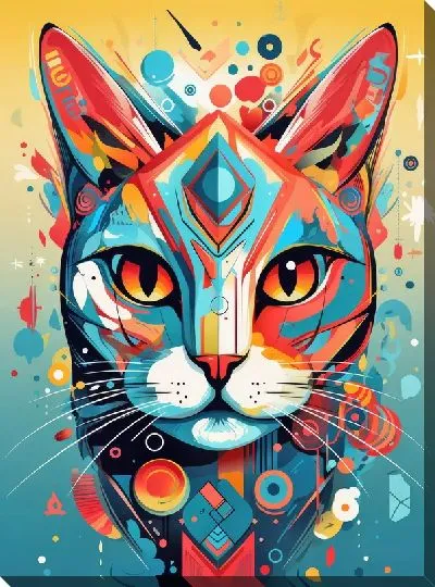 Картина маслом Кошка в стиле арт №40