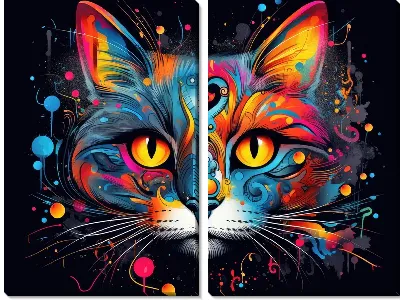 Модульная картина Кошка в стиле арт №41