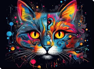 Картина маслом Кошка в стиле арт №41