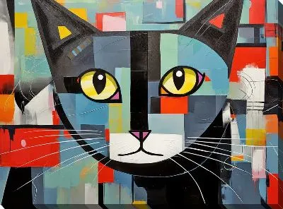 Картина маслом Кошка в стиле арт №42