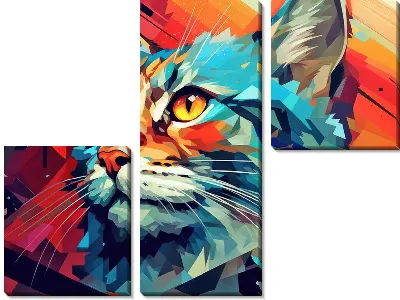 Модульная картина Кошка в стиле арт №44