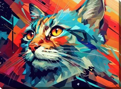 Картина маслом Кошка в стиле арт №44