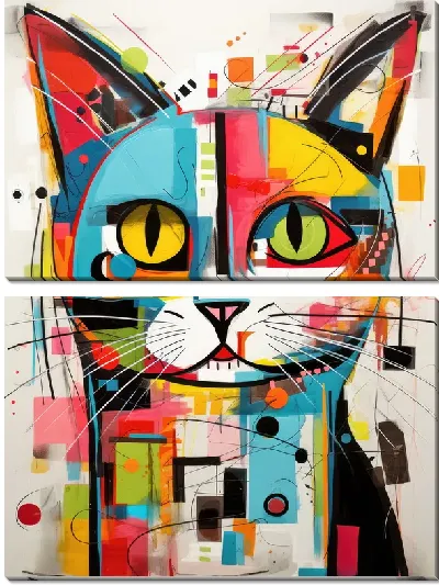 Модульная картина Кошка в стиле арт №45