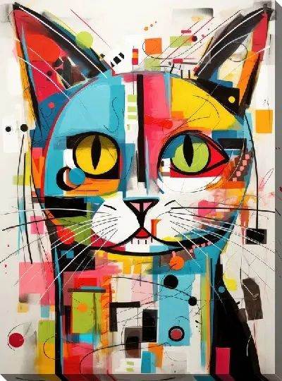 Картина маслом Кошка в стиле арт №45