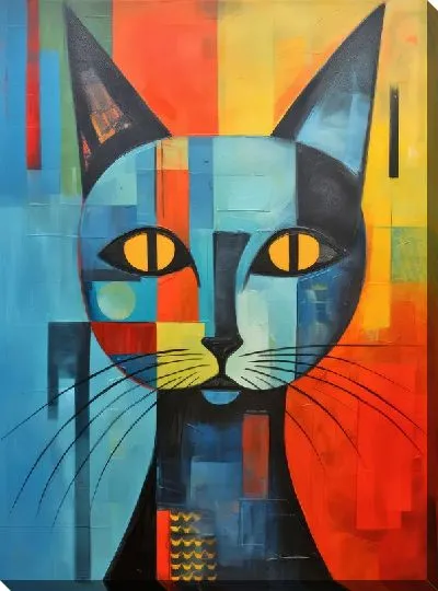 Картина маслом Кошка в стиле арт №47
