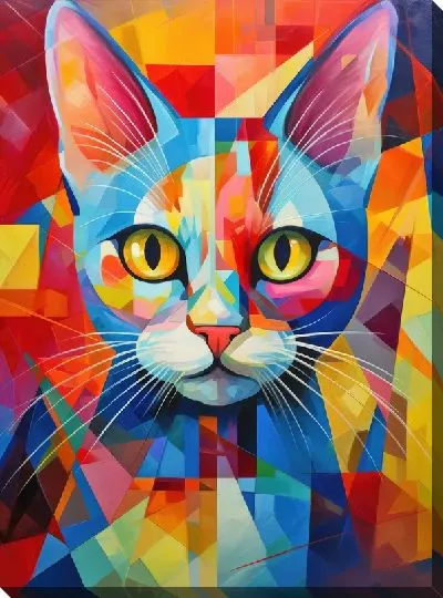 Картина маслом Кошка в стиле арт №48