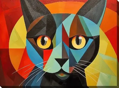 Картина маслом Кошка в стиле арт №49