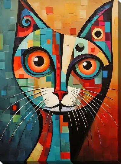 Картина маслом Кошка в стиле арт №51