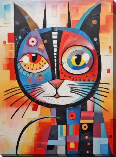 Картина маслом Кошка в стиле арт №52