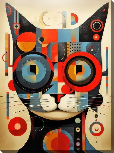 Картина маслом Кошка в стиле арт №54