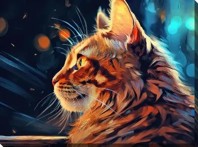 Картина маслом Кошка в стиле арт №55