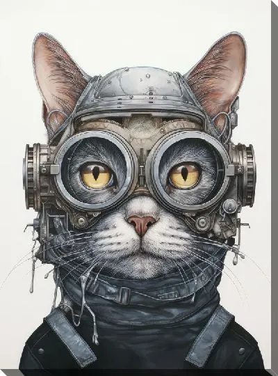 Картина маслом Кошка в стиле арт №56