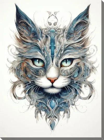 Картина маслом Кошка в стиле арт №57