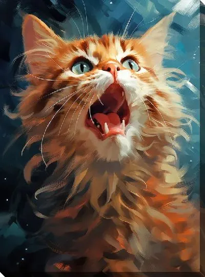 Картина маслом Кошка в стиле арт №58