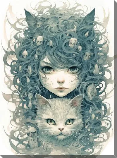 Картина маслом Кошка в стиле арт №59