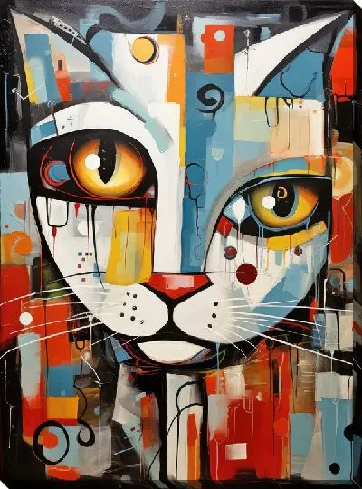 Картина маслом Кошка в стиле арт №61
