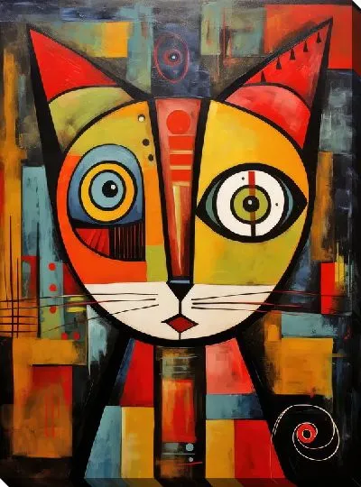 Картина маслом Кошка в стиле арт №63
