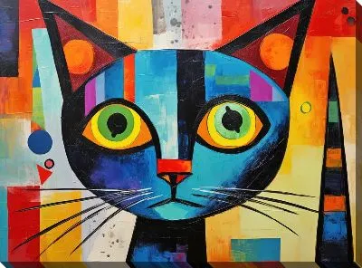 Картина маслом Кошка в стиле арт №65