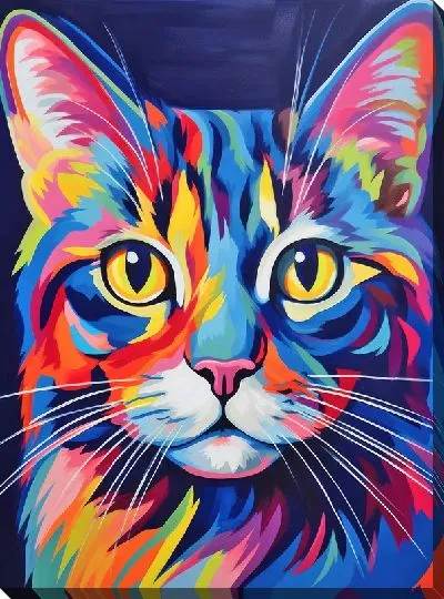 Картина маслом Кошка в стиле арт №66