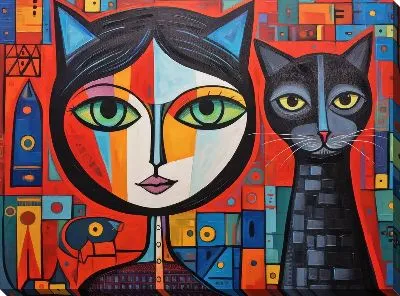 Картина маслом Кошка в стиле арт №67