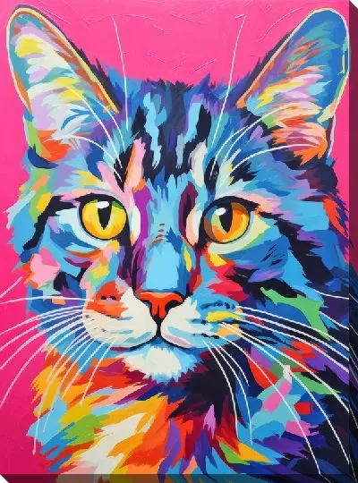 Картина маслом Кошка в стиле арт №68