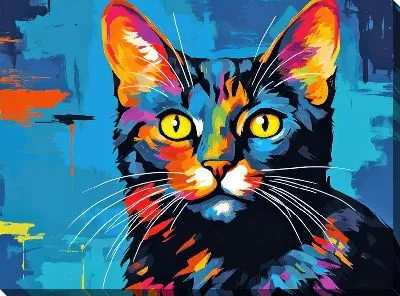 Картина маслом Кошка в стиле арт №69