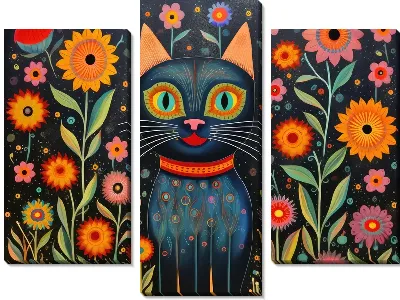 Модульная картина Кошка в стиле арт №70