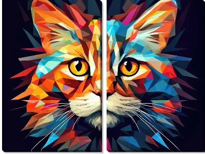 Модульная картина Кошка в стиле арт №71