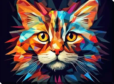 Картина маслом Кошка в стиле арт №71