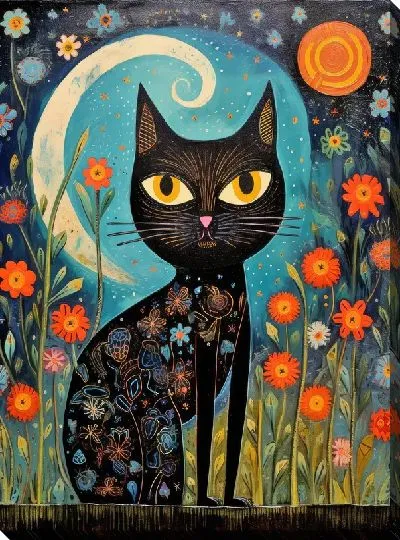 Картина маслом Кошка в стиле арт №72